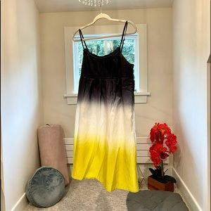 Silky, Flowy, dark blue to yellow onbre dress